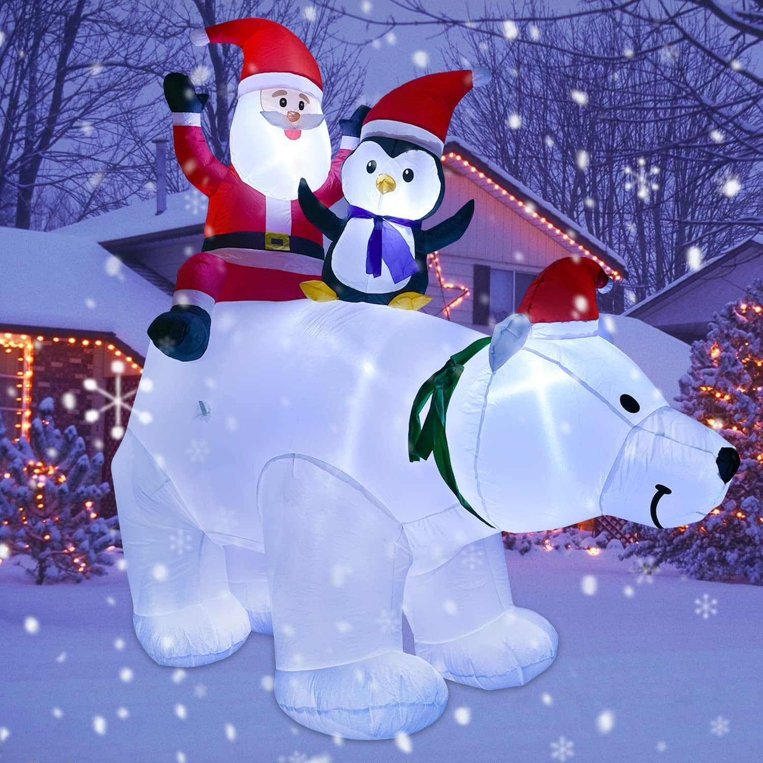 Airfun Lighted Inflatable Polar Bear Christmas Outdoor Decoration 6