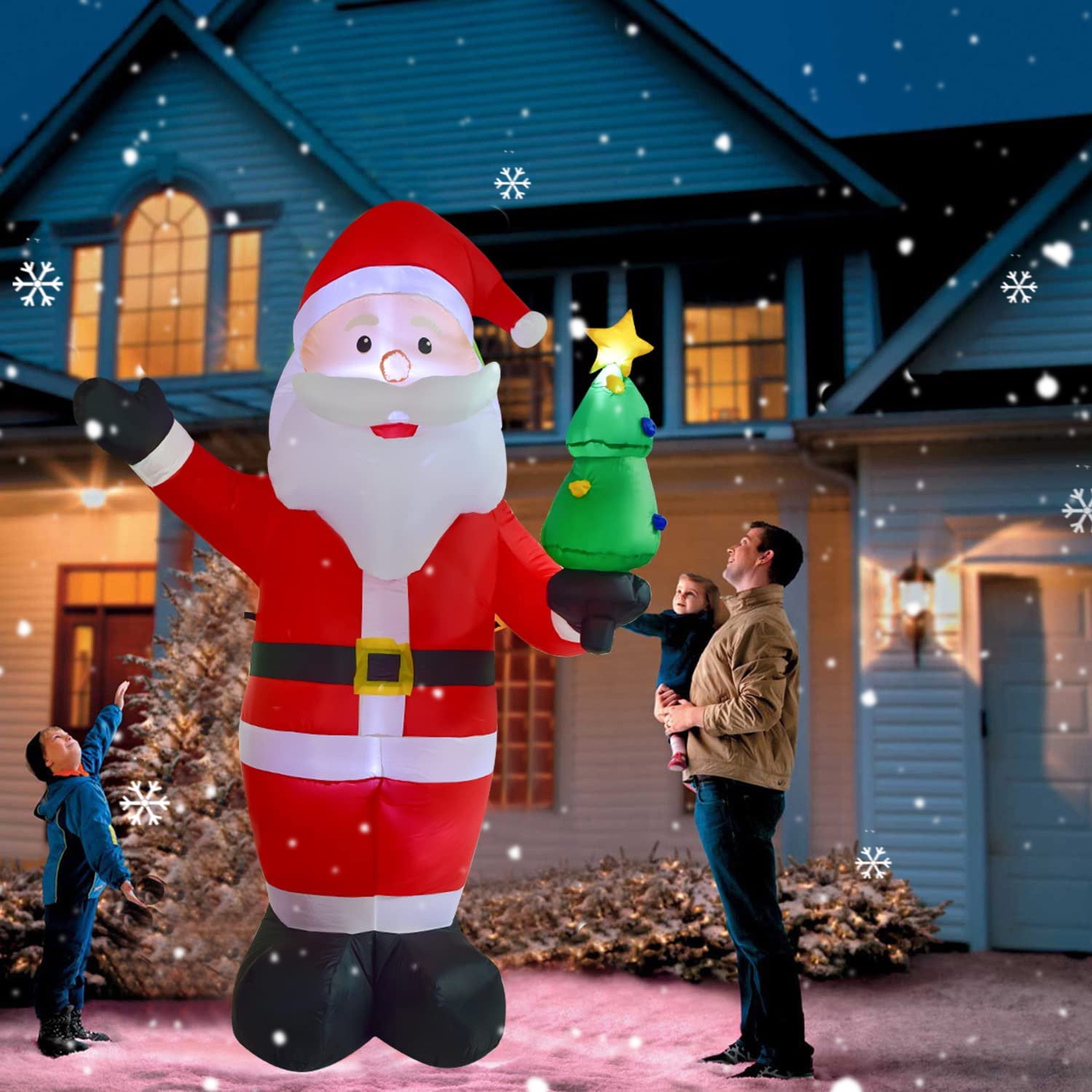Airfun Lighted Inflatable Santa Christmas Outdoor Decoration - 8ft Blow ...