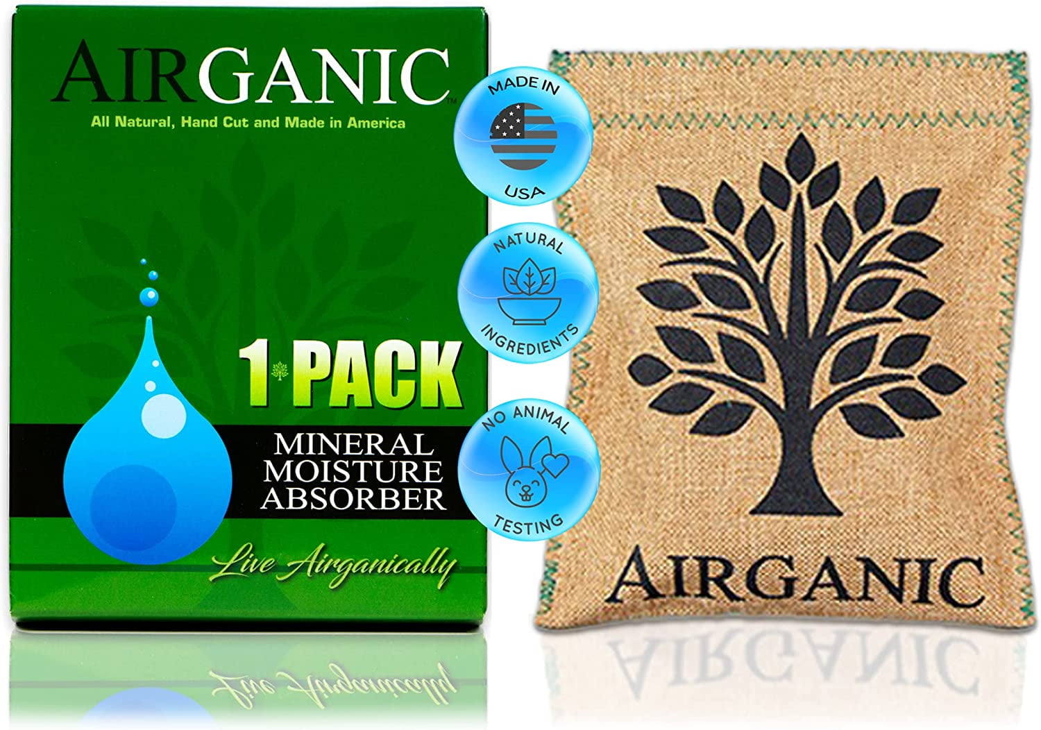 Airganic Natural Dehumidifier, Made in USA, Reusable Air Freshener, Soap Scent