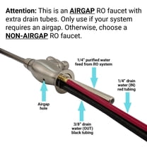 Airgap RO Faucet With 3-Connection Ports. Reverse Osmosis Drinking Water Filtration System Water Dispenser (Brushed Nickel) With Pre-inserted Tubing and Install Tool. Vase Style. NSF Certified