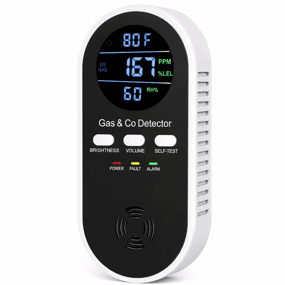 Airguard 4-in-1 Gas Detector pro, with Real-Time Digital Display, Plug-In, Battery Backup, Easy Setup for Home, Apartment, RV