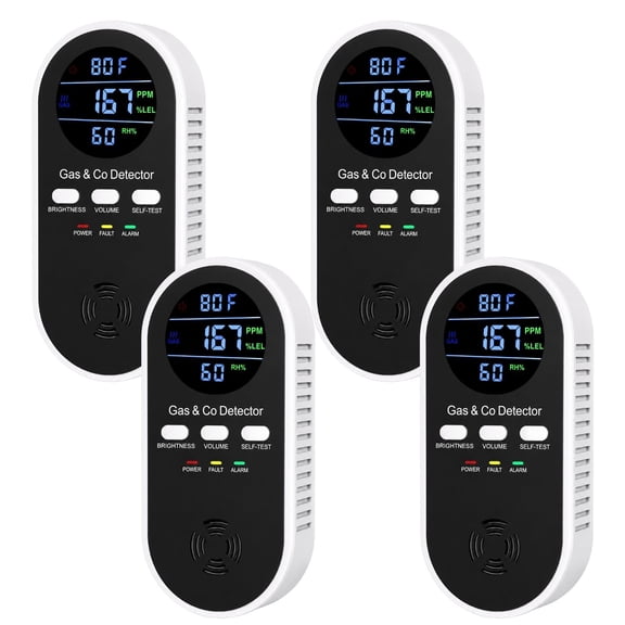 Airguard 4-in-1 Gas Detector pro, with Real-Time Digital Display, Plug-In, Battery Backup, Easy Setup for Home, Apartment, RV