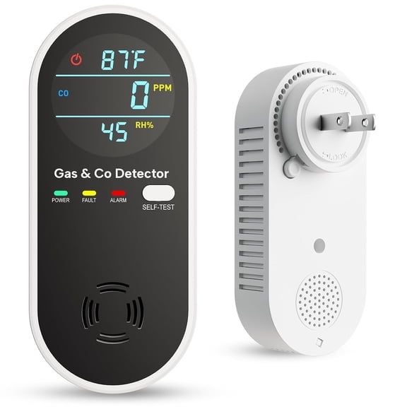 Airguard 4-in-1 Indoor Environment Monitor with Temperature & Humidity Display, LCD Screen, Plug-In Design for Home, Hotel & RV