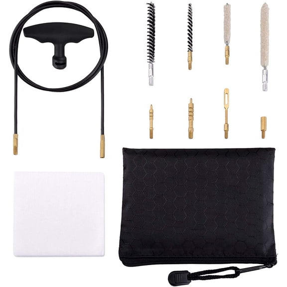 Airgun Cleaning Kit .177 Cal & .22 Cal with Cotton Mop Nylon Brushes Flex Cable