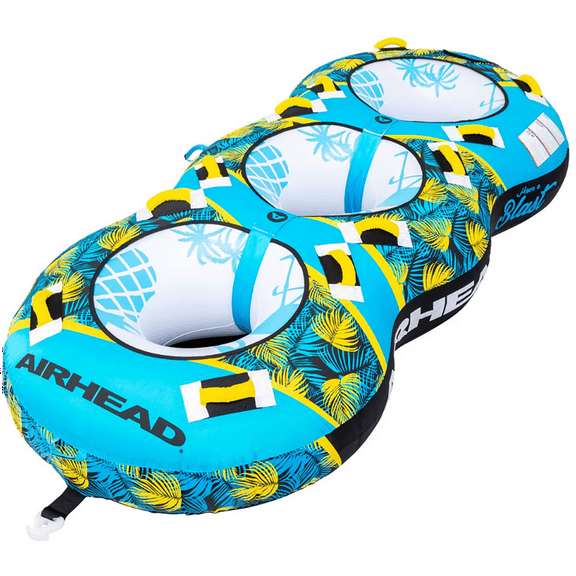 Airhead BLAST 3 Inflatable Open Top 3-Person Towable Water Tube, Tropical Blue