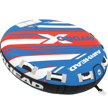 Airhead Hydro X 3 Person Towable Tube for Boating, Blue, White, & Red, 70" Deflated Size, Max Capacity 510 lbs.