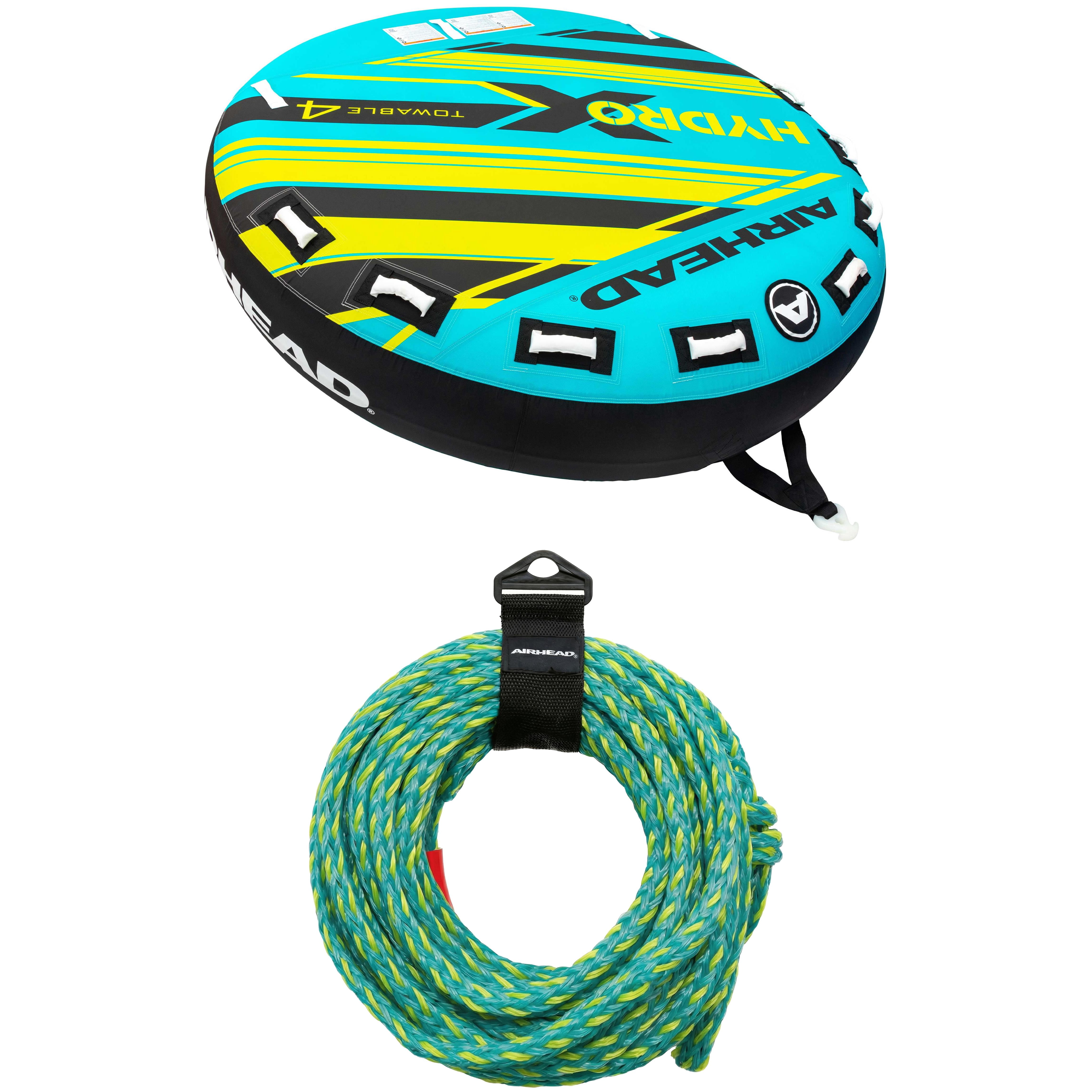 Airhead Hydro-X 4 Person Towable Tube and Airhead 60 ft UV Resistant 4 ...