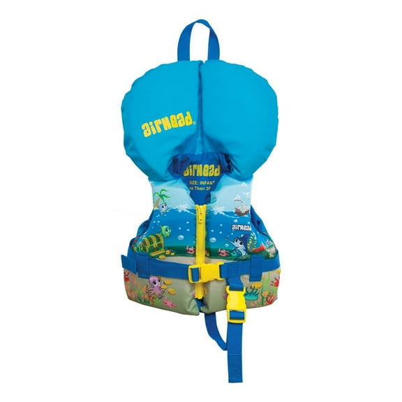 Airhead Ocean Treasure Childrens 15-30 Lb Infant Zippered Life Vest Jacket, Blue