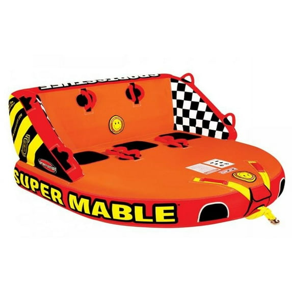 Airhead Super Mable Triple Rider Lake Towable Tube 3-Person Raft, Orange