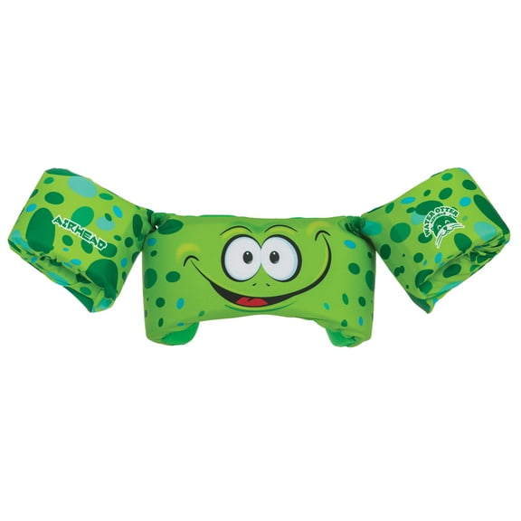 Airhead Water Otter Premium Kids Child Life Jacket Vest with Arm Bands, Frog