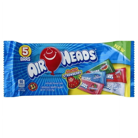 AirHeads Assorted Flavors Candy 5 - 0.55 oz Bars