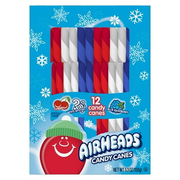 Airheads Assorted Flavors Christmas Candy Canes Stocking Stuffers, 5.3 oz, 12 Count