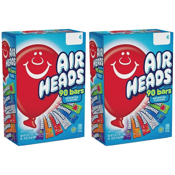 Airheads Bars, Chewy Fruit Candy, Variety Pack, 90 Count (Packaging May Vary) - 2 Pack