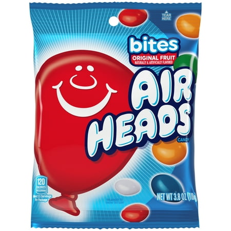 Airheads Bites Candy Peg Bag, Assorted Fruit, Nut Free, Regular Size, 3.8 oz