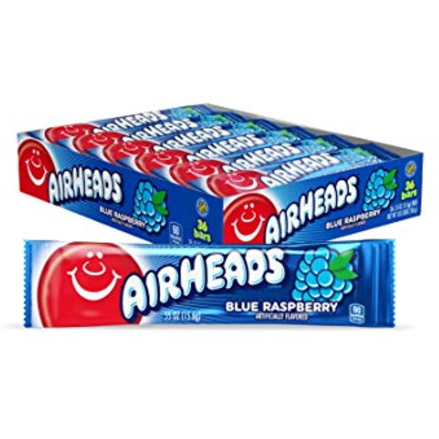 Airheads Candy, Easter, Individually Wrapped Full Size Bars, Blue Raspberry, Bulk Taffy, Non Melting, Party, 0.55 Oz (Pack Of 36)
