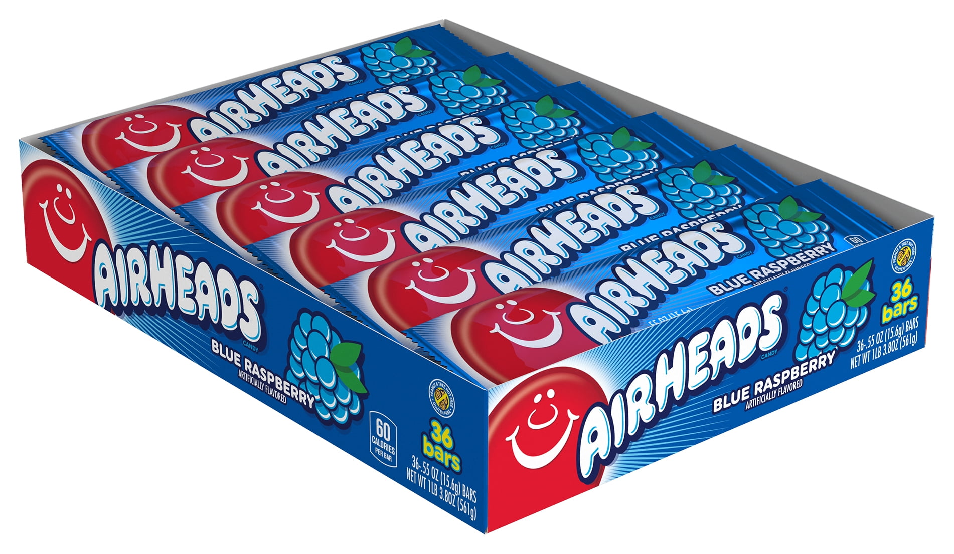 Airheads Candy Individually Wrapped Bars, Blue Raspberry, 36 Count