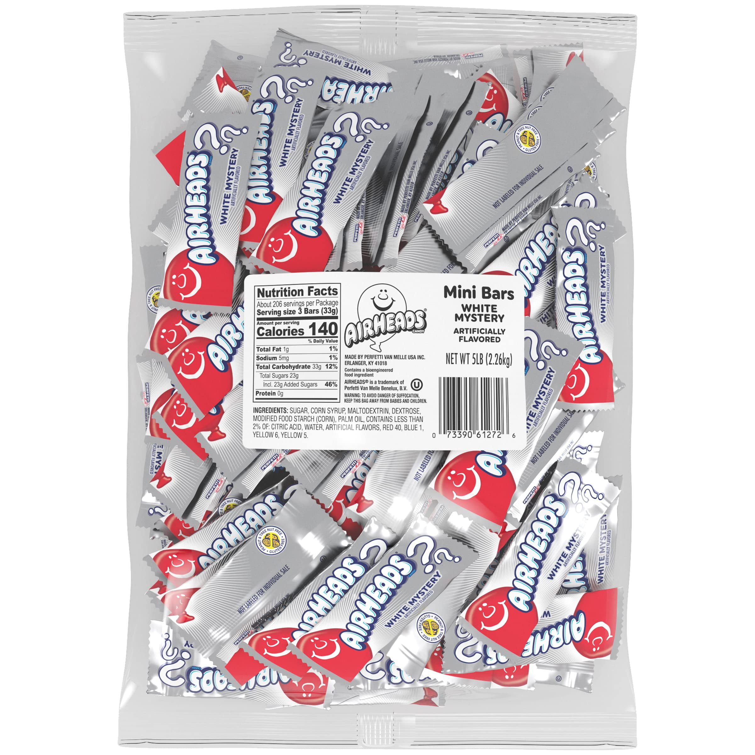 Airheads Candy Mini Bars, White Mystery Flavor, Individually Wrapped