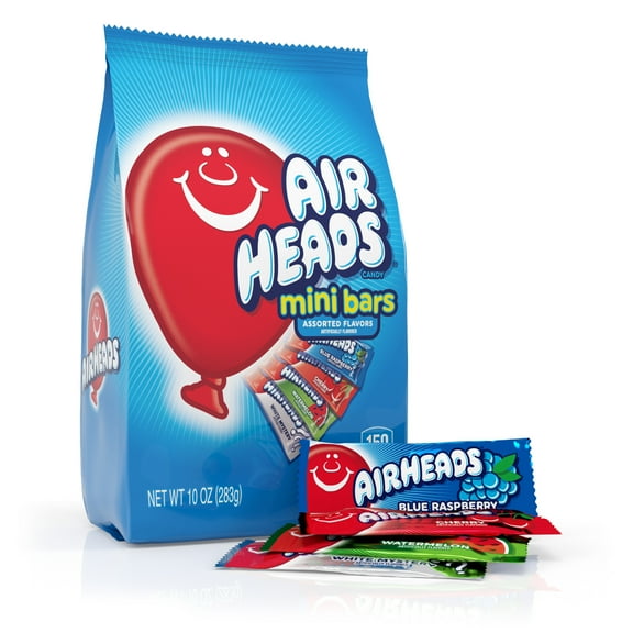 Airheads Candy Variety Bag, Individually Wrapped Assorted Fruit Mini Bars, Nut Free, 10 oz