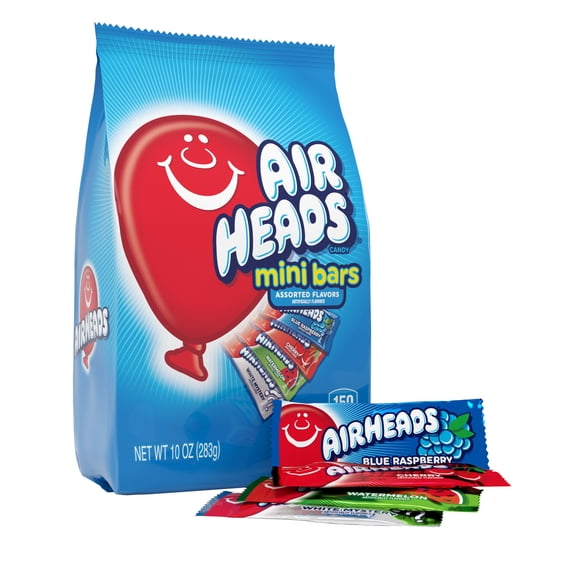 Airheads Candy Variety Bag, Individually Wrapped Assorted Fruit Mini Bars, Nut Free, 10 oz