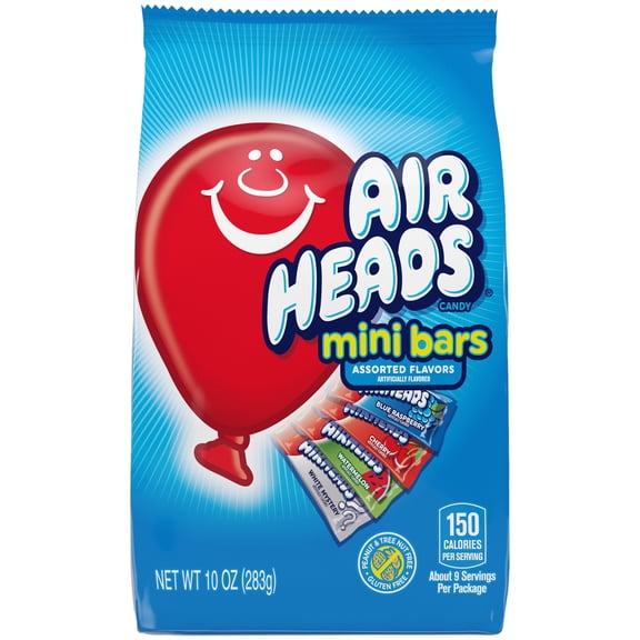 Airheads Candy Variety Bag, Individually Wrapped Assorted Fruit Mini Bars, Nut Free, 10 oz