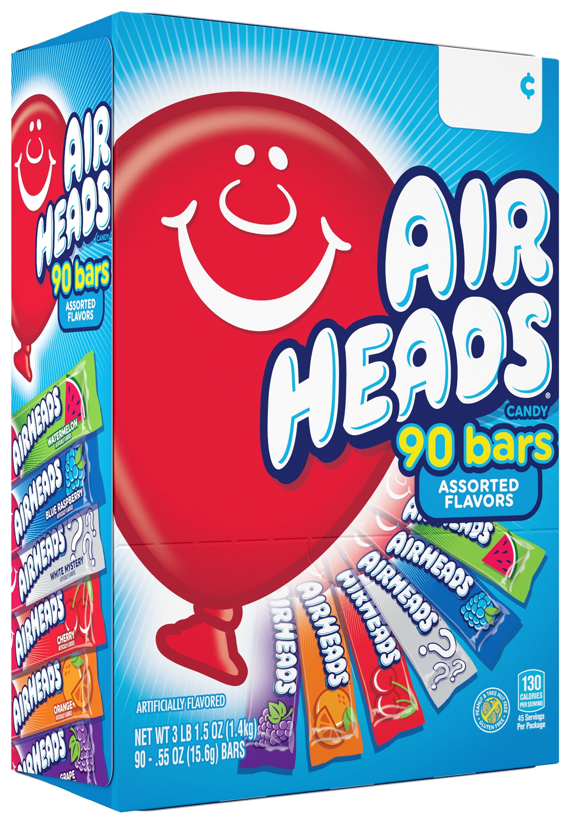 Airheads Candy Variety Gravity Feed Box, 90 Individually Wrapped Assorted Fruit Bars