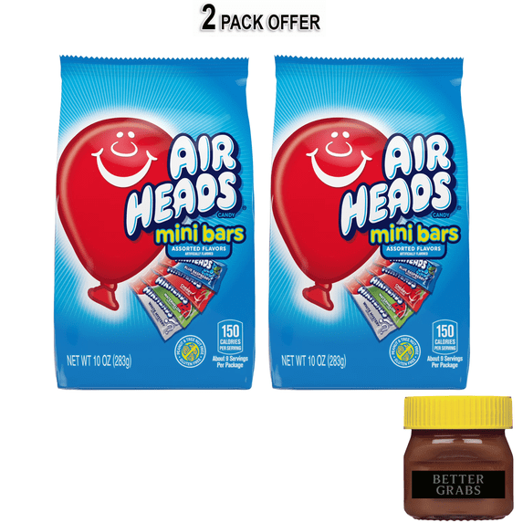 Airheads Candy Variety, Individually Wrapped Assorted Fruit Mini Bars, Nut Free, 10 oz