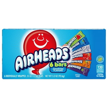 Airheads Chewy Candy Bars Theater Box, Assorted Flavors, 6 Count