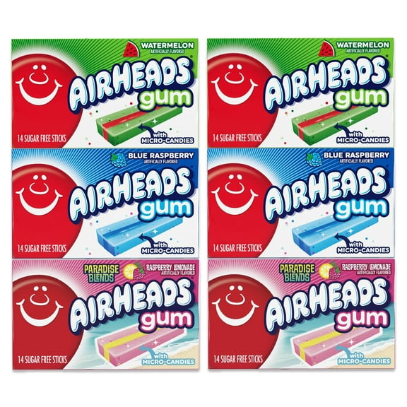 Airheads Gum Variety Pack of 3 Flavors (Total of 6)