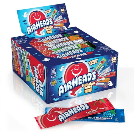 Airheads Candy, Chewy Full-Size Candy Bars, Assorted Flavors, Bulk Candy, 60 Count Box