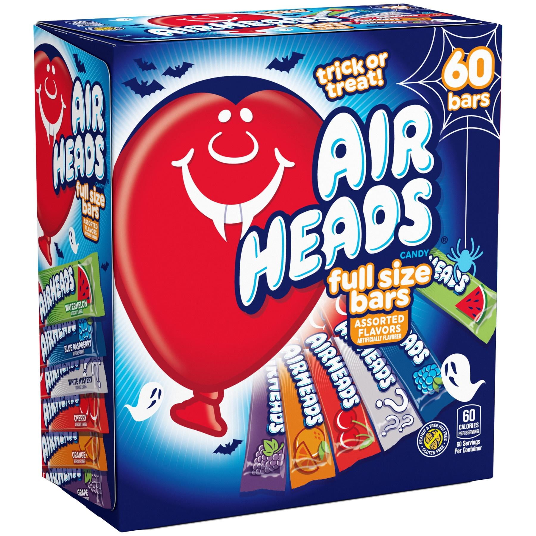 Airheads Halloween Chewy Candy Bars, Assorted, Nut Free, Regular Size, 33oz, 60 Count