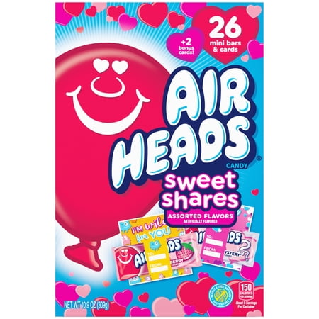 Airheads Valentines Exchange Box w/ Cards, Assorted Mini Bars, Nut Free, 26 Count