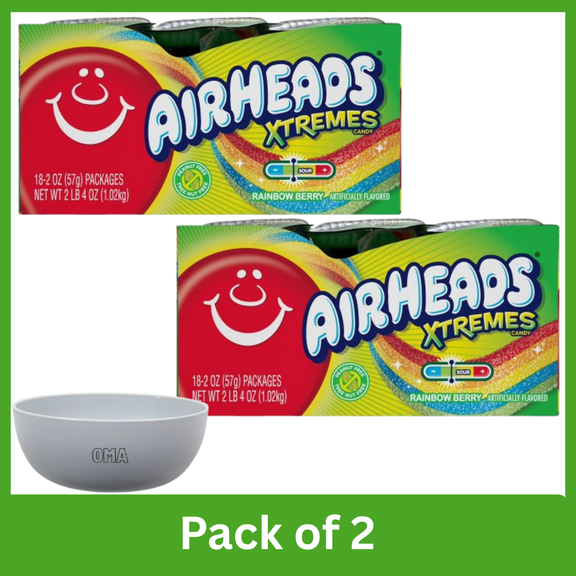 Airheads Xtremes , 2 oz, Pack of 2 with Serving Bowl by OMA