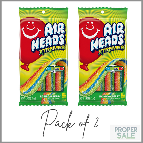 Airheads Xtremes Belts Candy, Rainbow Berry, 4.5 oz Bag ( PACK OF 2 )