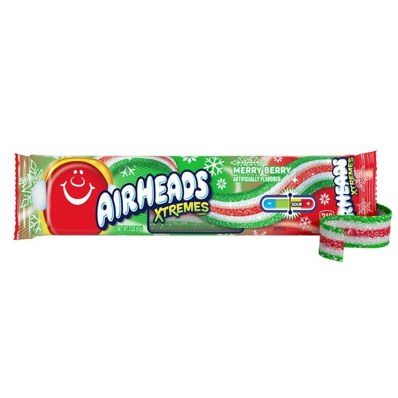 Airheads Xtremes Belts Chewy Candy, Merry Berry Fruit Flavor Artificially Flavored, 2 Ounces