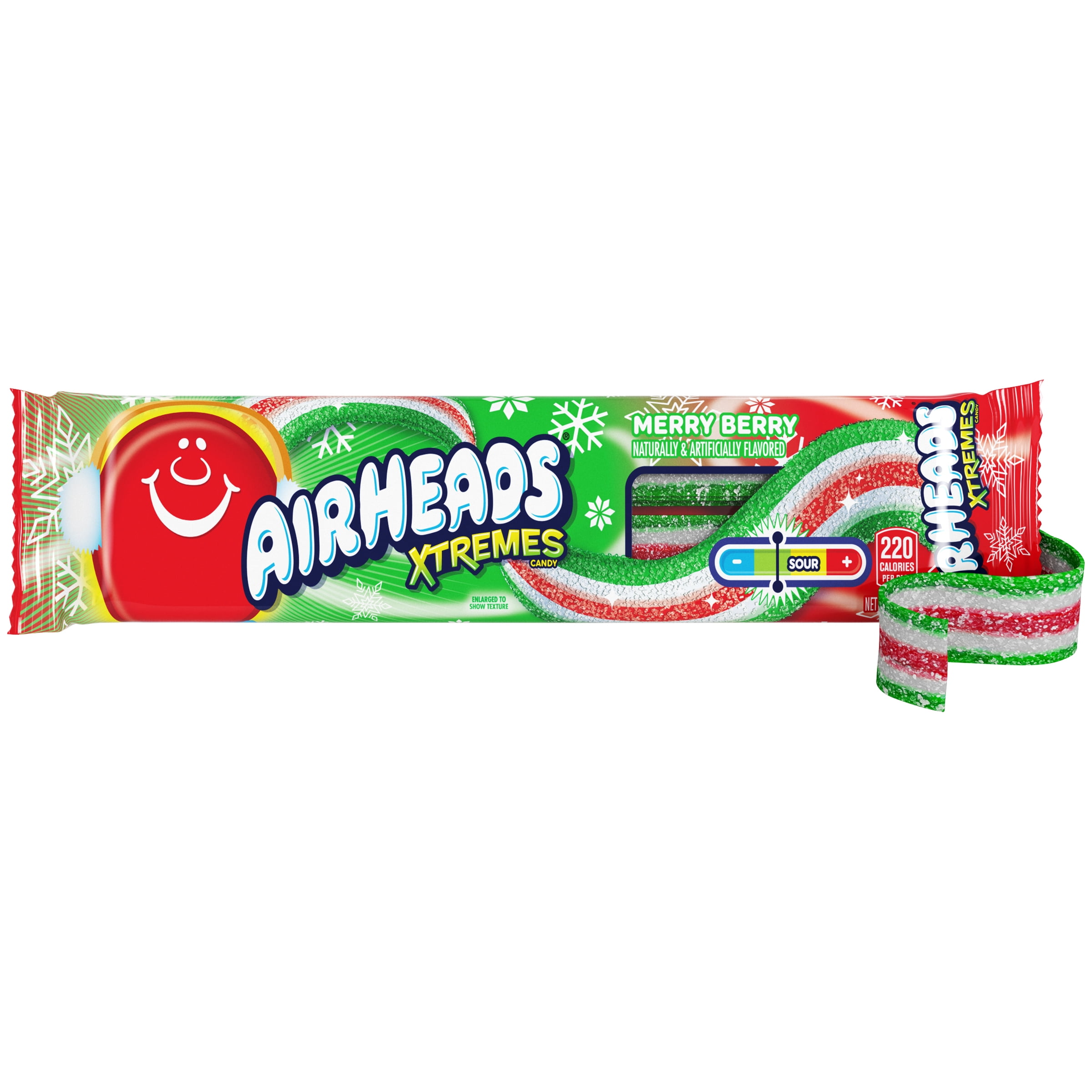 Airheads Xtremes Belts Sour Candy, Merry Berry Flavor, 2 oz Tray