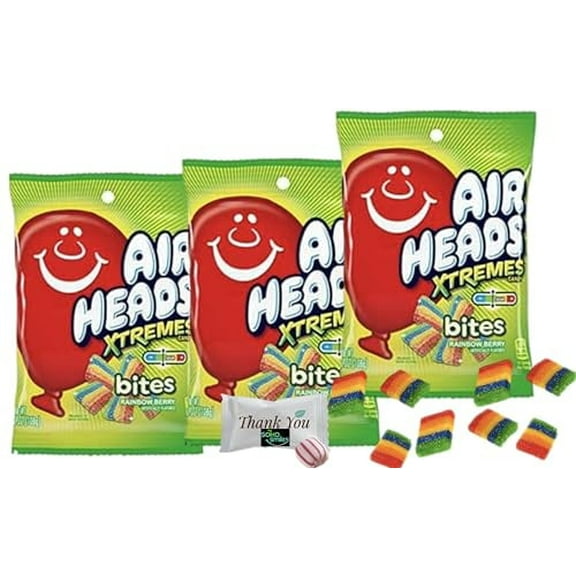 Airheads Xtremes Bites Rainbow Berry 3 Bag Bundle (3.8 oz Each) | Sweetly Sour Candy, Non-Melting, Great for Parties, Holidays & Concessions