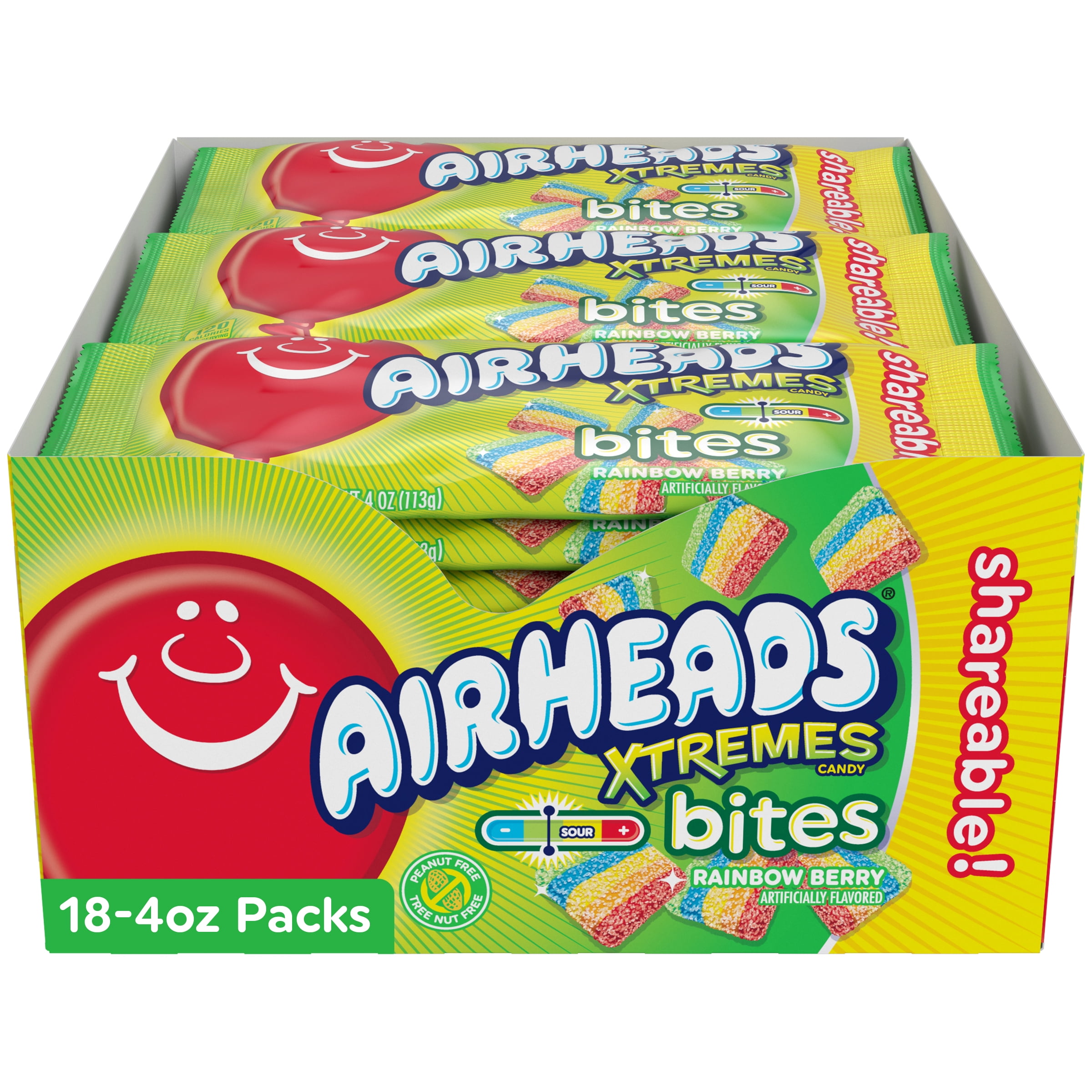 Airheads Xtremes Bites Rainbow Berry 4oz Bag - Box of 18 - Walmart.com