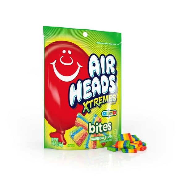 Airheads Xtremes Bites Sweetly Sour Candy, Rainbow Berry, Nut Free, 9 oz (Pack of 4)