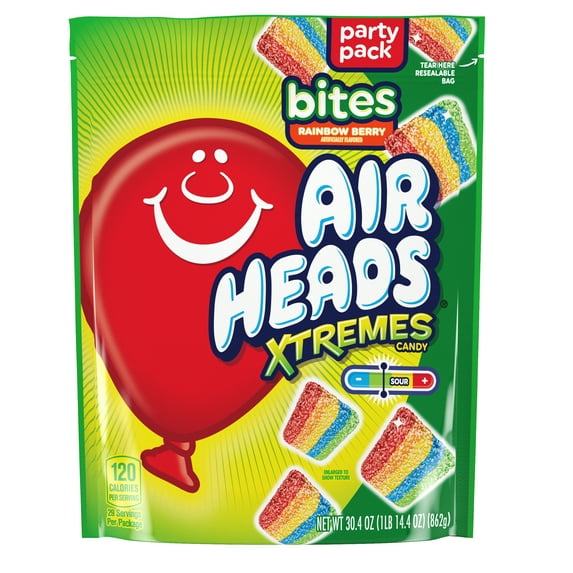 Airheads Xtremes Bites Sweetly Sour Candy Resealable Stand up Bag, Rainbow Berry, 30.4 Ounce