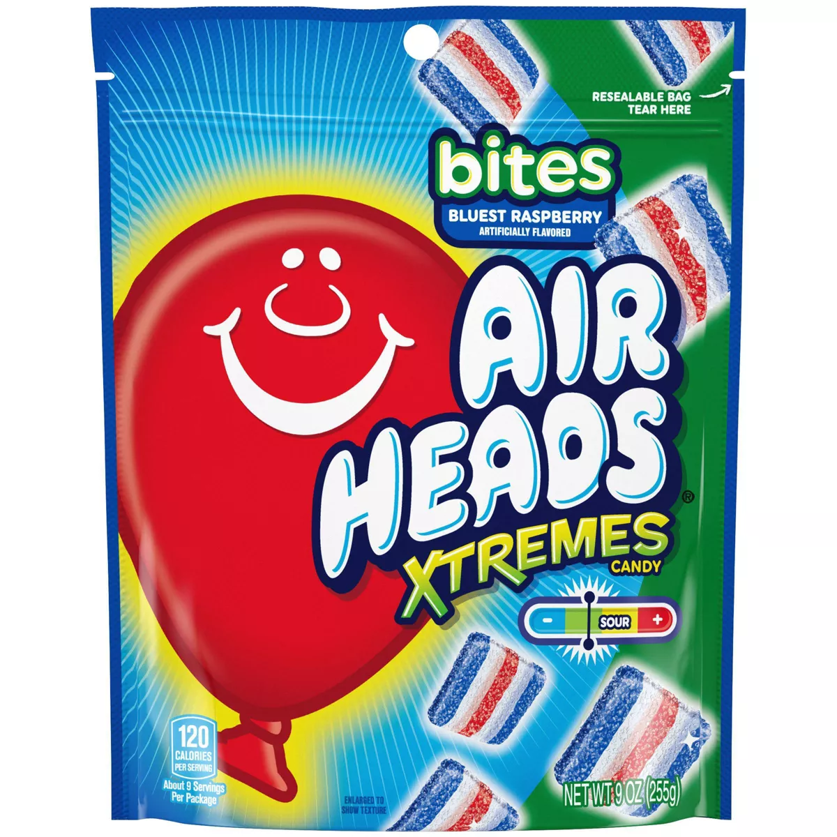 Airheads Xtremes Blue Raspberry Candy Standup Bag - 9oz(Packaging May Vary)