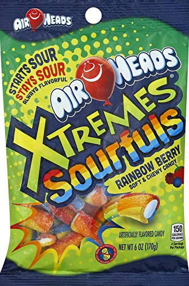 Airheads Xtremes Sour Rainbow Berry Chewy Candy Pieces Log Fruit Chew 6 ...