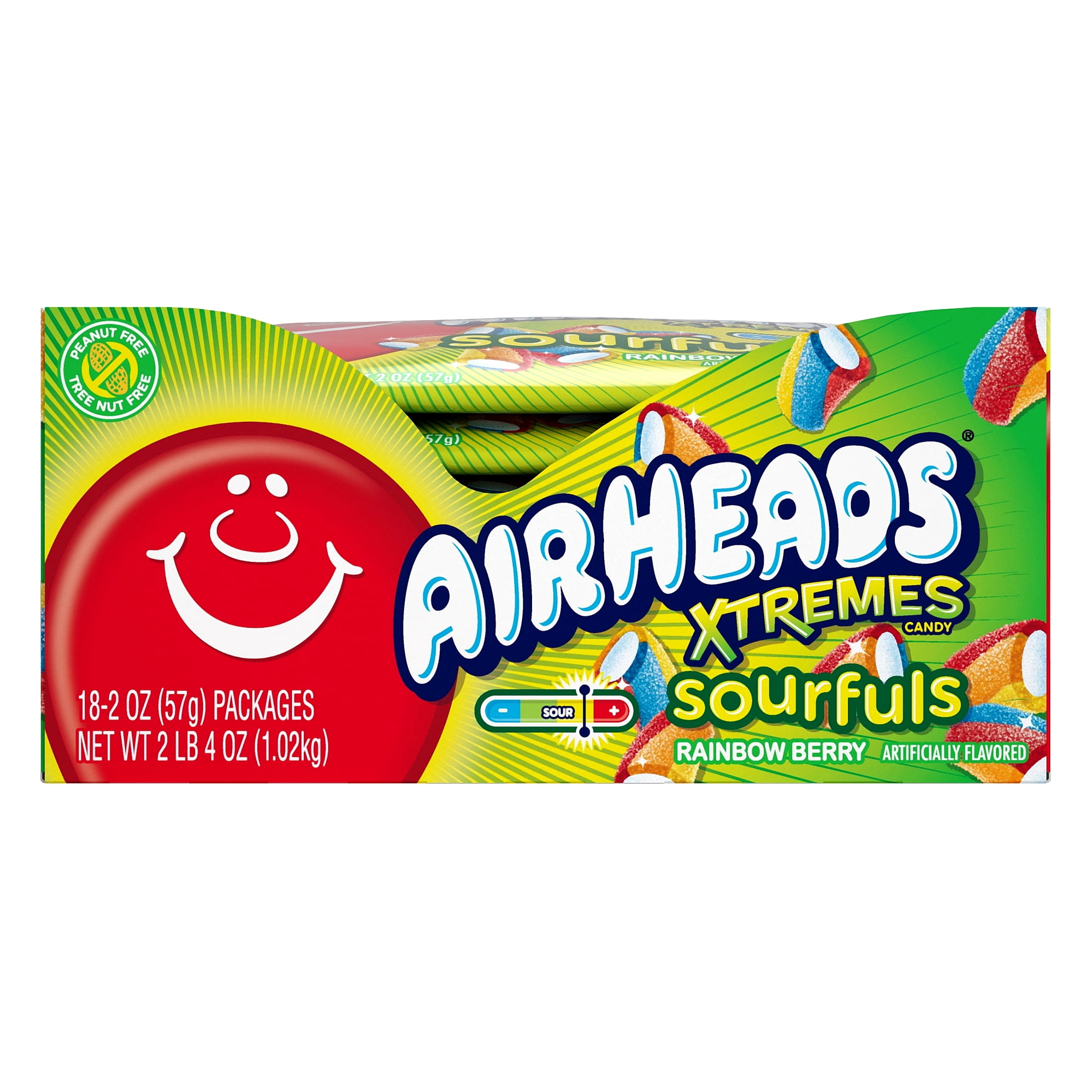 Airheads Xtremes Sourful Candy Belts, Rainbow Berry, 2 Oz. Packs, 18 ...
