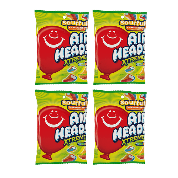 Airheads Xtremes Sourfuls Rainbow Berry Candy, 4-Pack | Sweetly Sour Chewy Bites | Individually Wrapped Bags, Party & Snack Ready