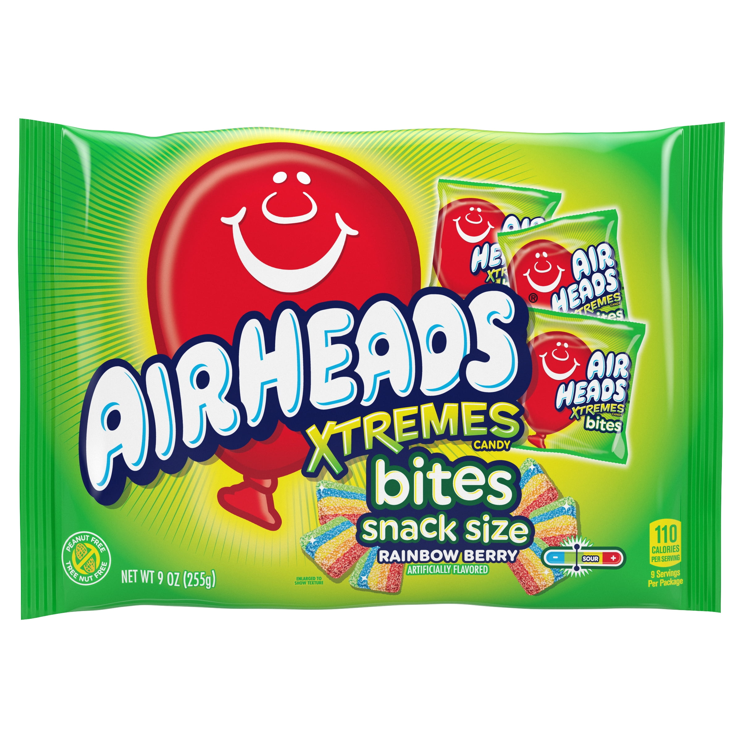 Airheads Xtremes Sweetly Sour Candy Bites, Snack Size, Rainbow Berry, 9