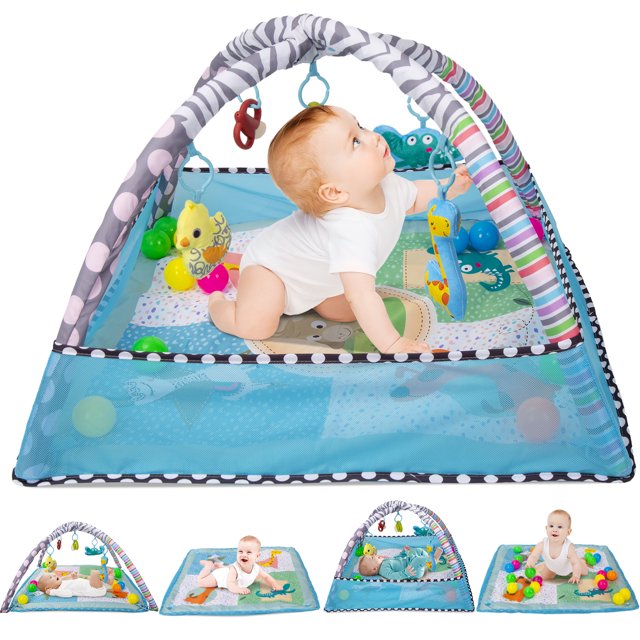 Airhive Baby Play Mat, Baby Gym Activity Mat with Fence, Baby Tummy