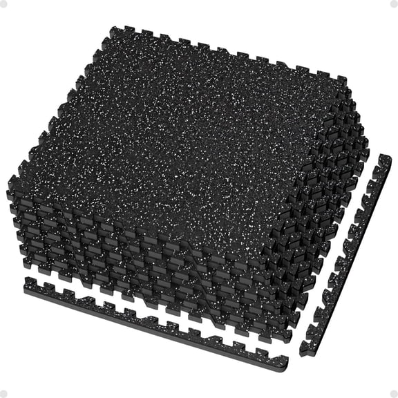 AIRHOP 0.56in Thick 24 Sq Ft Exercise Equipment Mats, 6 Tiles Upgraded Rubber Top with High Density EVA Foam, Large Interlocking Puzzle Gym Flooring for Home Gym, Heavy Weight Workout, 24 x 24in