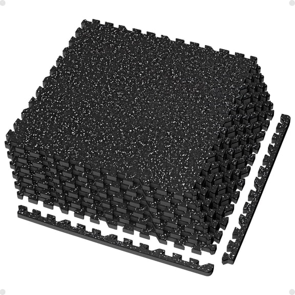 AIRHOP 0.56in Thick 24 Sq Ft Exercise Equipment Mats, 6 Tiles Upgraded Rubber Top with High Density EVA Foam, Large Interlocking Puzzle Gym Flooring for Home Gym, Heavy Weight Workout, 24 x 24in
