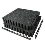 AIRHOP Gym Floor Mats 0.56" Thick 48 Sq ft 12pcs Rubber Top High Density EVA Foam Home Gym Garage