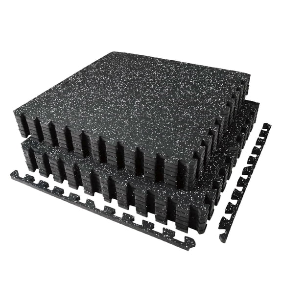 AIRHOP 0.56in Thick 48 Sq Ft Exercise Equipment Mats, 12 Tiles Upgraded Rubber Top with High Density EVA Foam, Gym Flooring for Home Gym