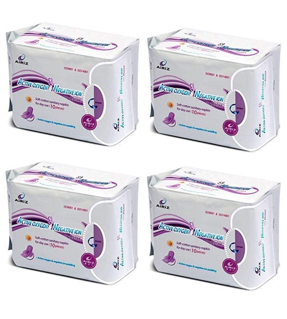 Airiz Active Oxygen Negative Ion Cotton Sanitary Napkins, 40 Pads Pack ...